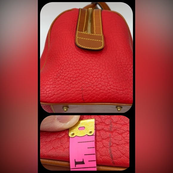 Vintage Dooney & Bourke Red Brown Doctor Satchel Speedy Style Pebbled Leather - Picture 9 of 12